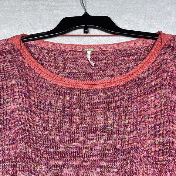 Free People Sweater Medium Prism Spacedye Sweater Pullover Oversized Raw Hem - Picture 2 of 14